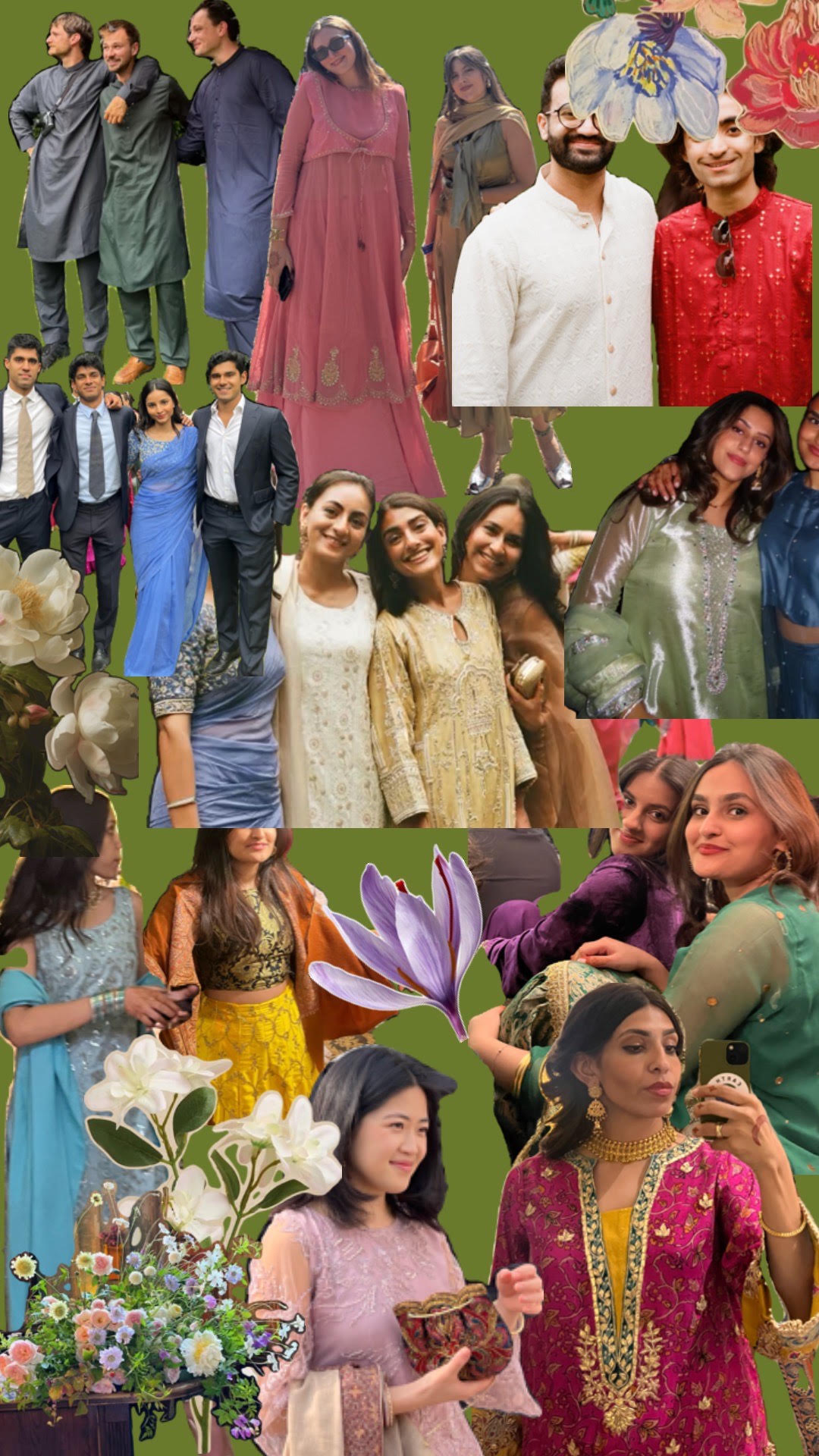 Collage of guests in shalwar kameez and bright summer colours